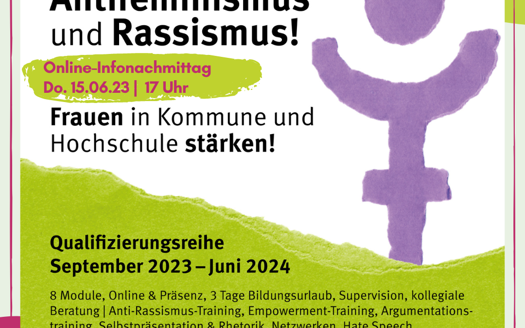 Qualifizierungsreihe „Gemeinsam gegen Antifeminismus und Rassismus! Frauen in Kommune und Hochschule stärken“ – Online-Infonachmittag