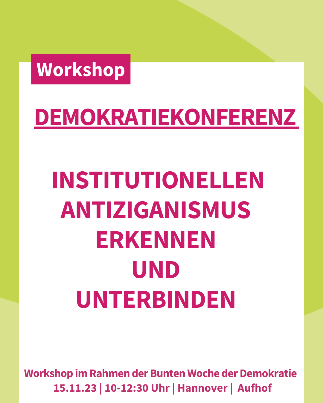 Workshop: Institutionellen Antiziganismus erkennen und unterbinden