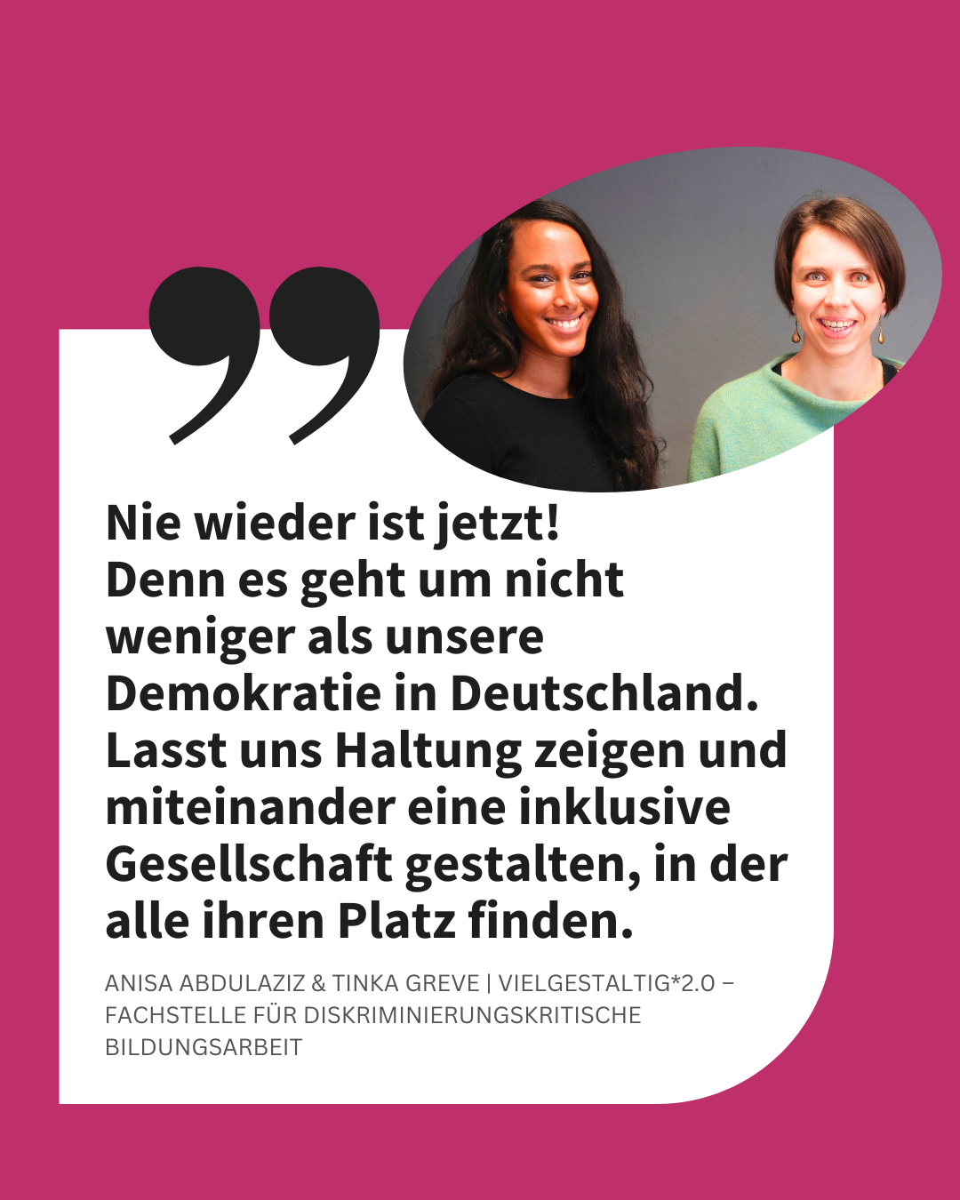 #VNBWirZeigenHaltung – Anisa Abdulaziz & Tinka Greve