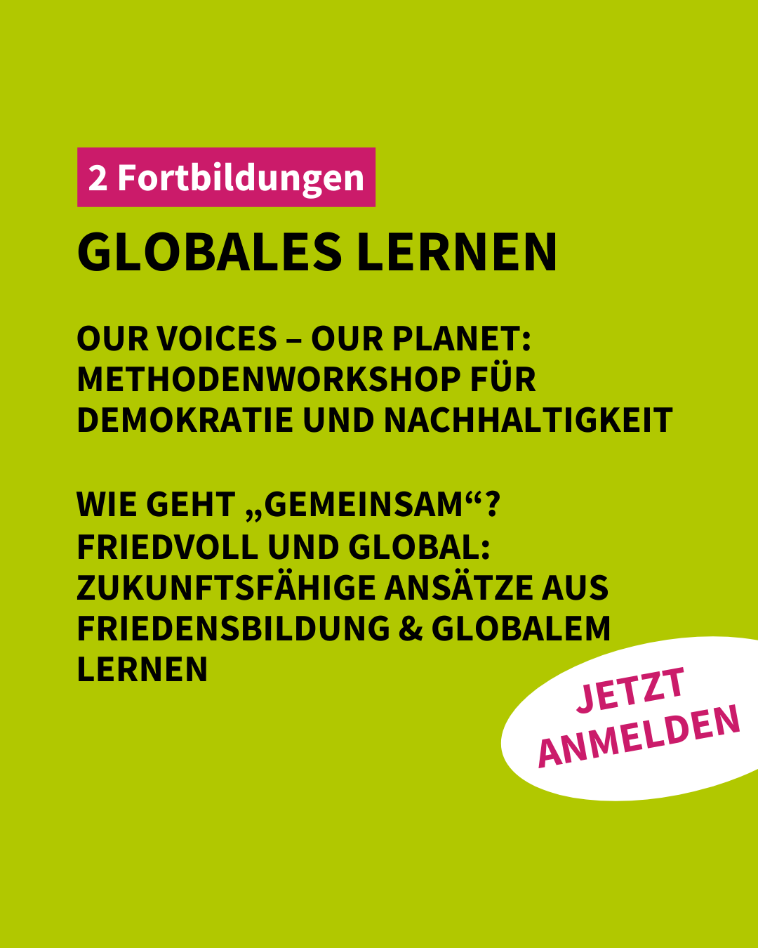 2 Fortbildungen zum Globalen Lernen im Frühjahr 2024