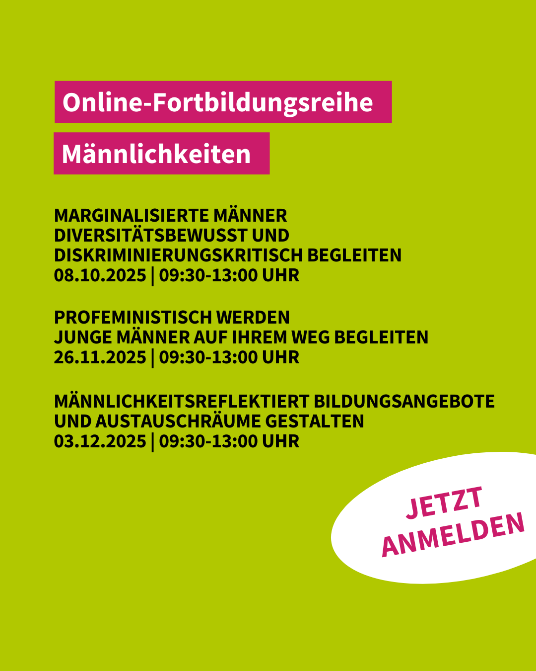 Online-Fortbildungsreihe: Männlichkeiten