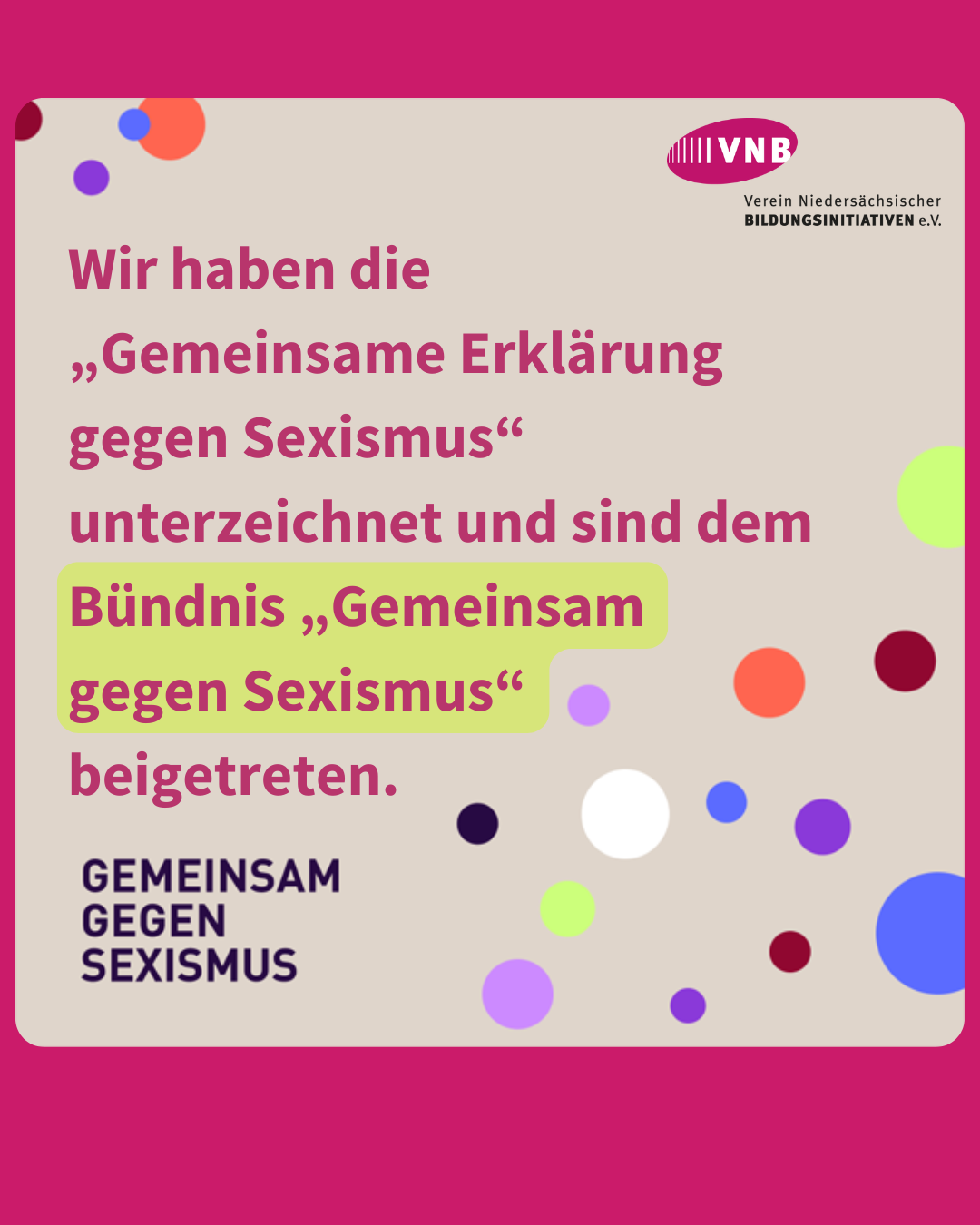 Bündnisbeitritt: Klare Haltung: Wir sagen Nein zu Sexismus!