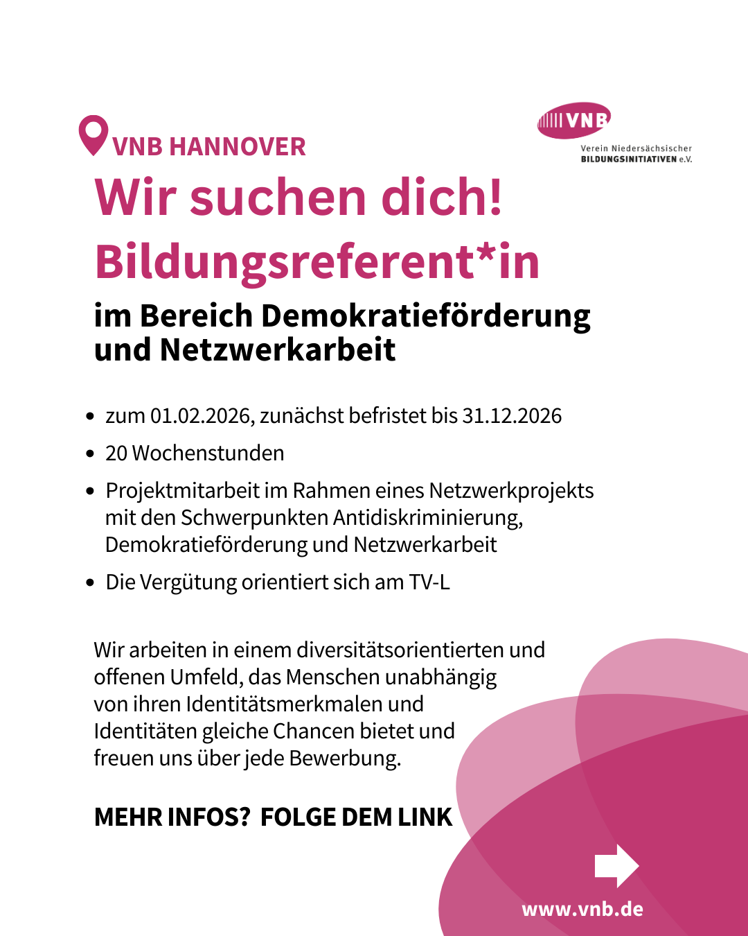 Stellenausschreibung Bildungsreferent*in im Bereich Demokratieförderung und Netzwerkarbeit in Hannover