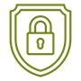 Grünes Piktogramm eines Vorhängeschlosses mit einem Schlüssel in der Mitte