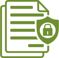 Grünes Symbol mit einem Dokument und einem Schloss davor