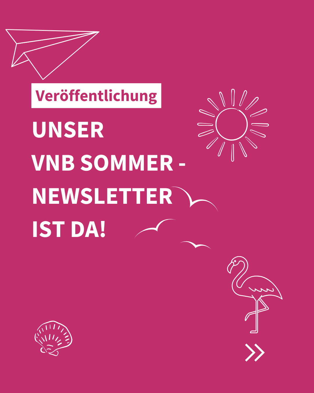 Textkachelposting zum Sommernewsletter des VNB. Alle Infos im Begleittext.
