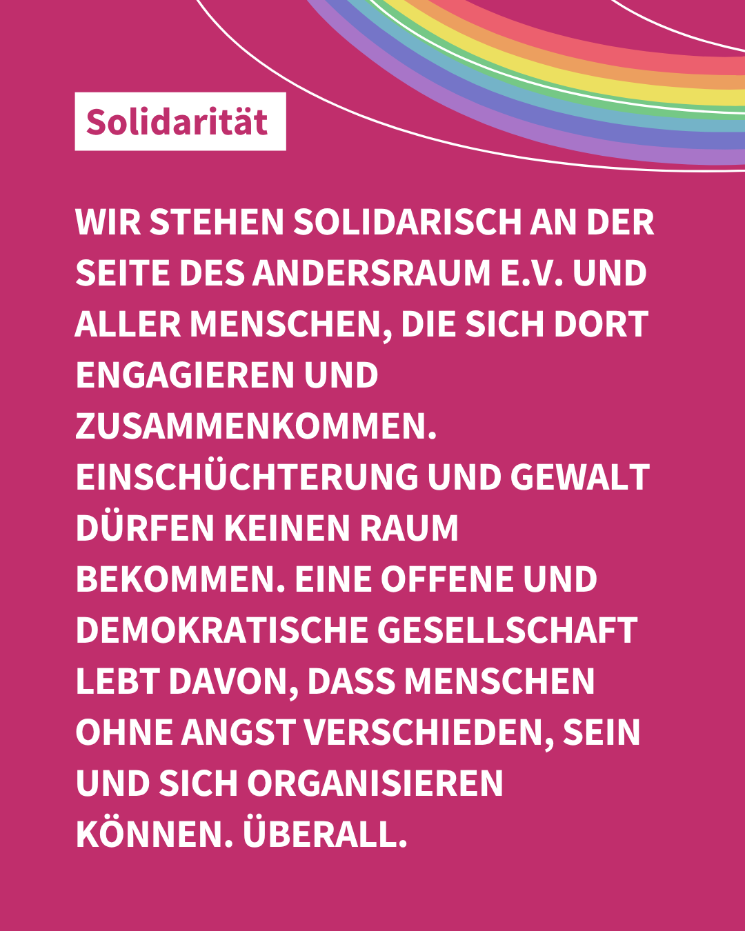 Solidarität mit dem andersraum e.V.