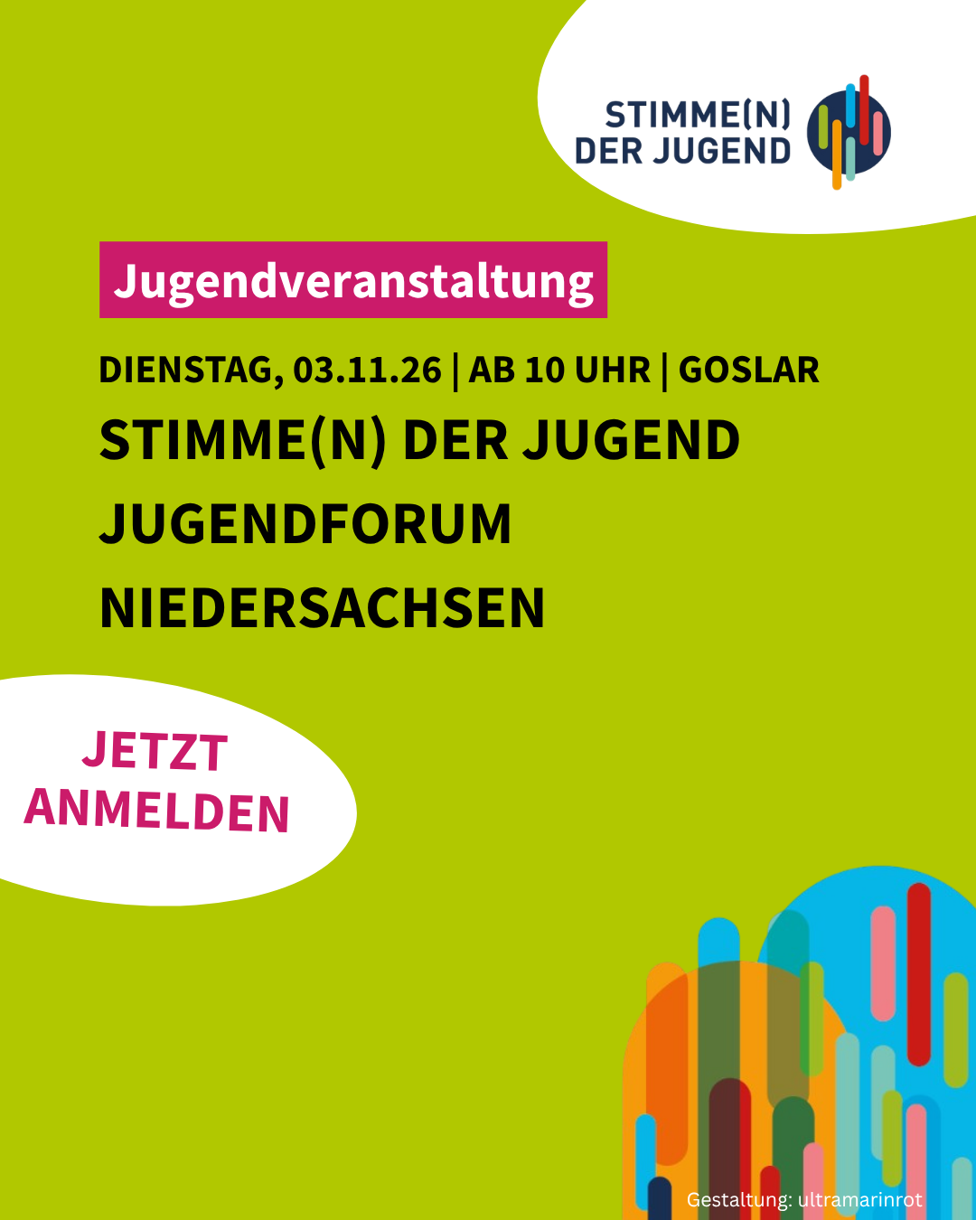 Jugendforum Niedersachsen „Stimme(n) der Jugend“ am 3. November in Goslar